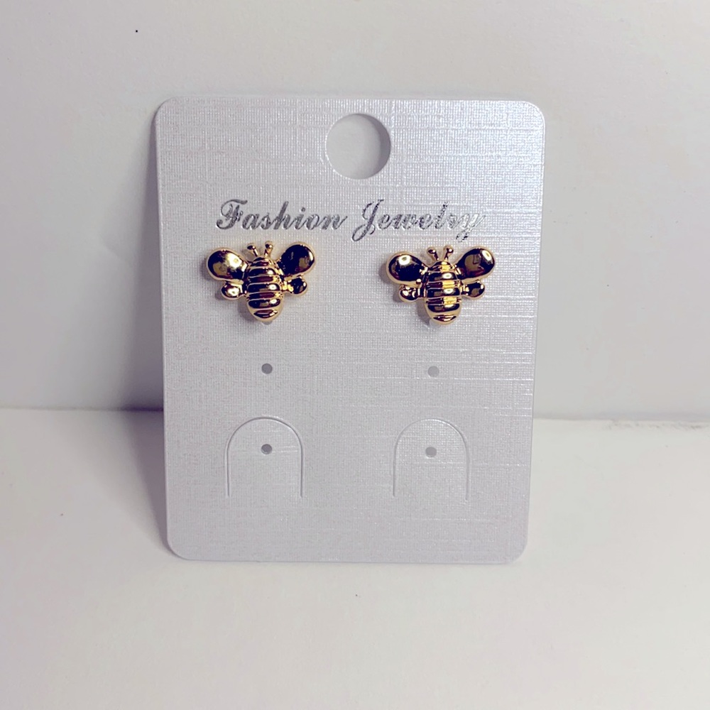Bubble Bee 🐝 Small Pierced Gold Earrings